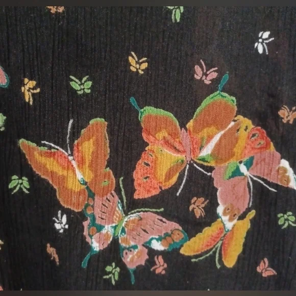 90s Butterfly Slinky Crepe Jacqueline Lauren Stretch Button Up Whimsygoth Blouse - Picture 16 of 16